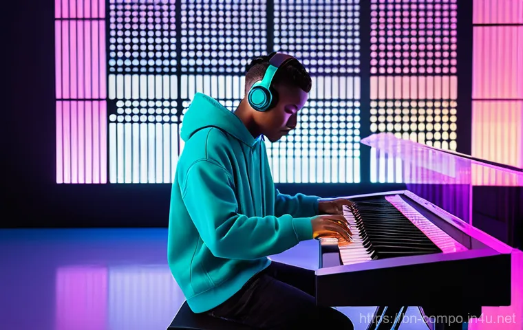 작곡가의 작품 퀄리티 향상 전략 - **Prompt 1: AI-Powered Sound Creation in a Futuristic Studio**
    "A young, diverse musician, dress...