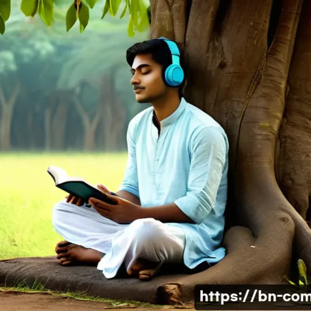 작곡가의 창작 과정 - A serene Bengali countryside scene capturing the inspiration for music composition: a thoughtful you...