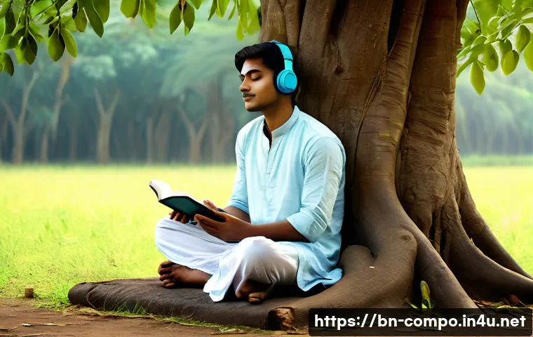 작곡가의 창작 과정 - A serene Bengali countryside scene capturing the inspiration for music composition: a thoughtful you...